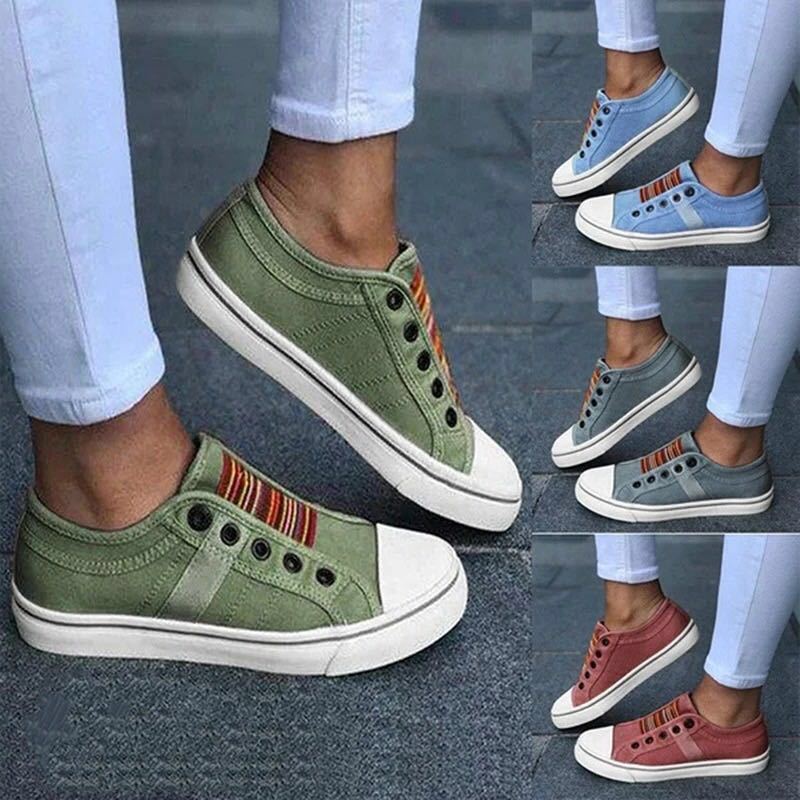Round head stretch canvas shoe