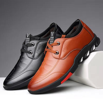 Casual Leather Shoes Men's Breathable Driving Shoes Laces
