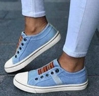 Round head stretch canvas shoe