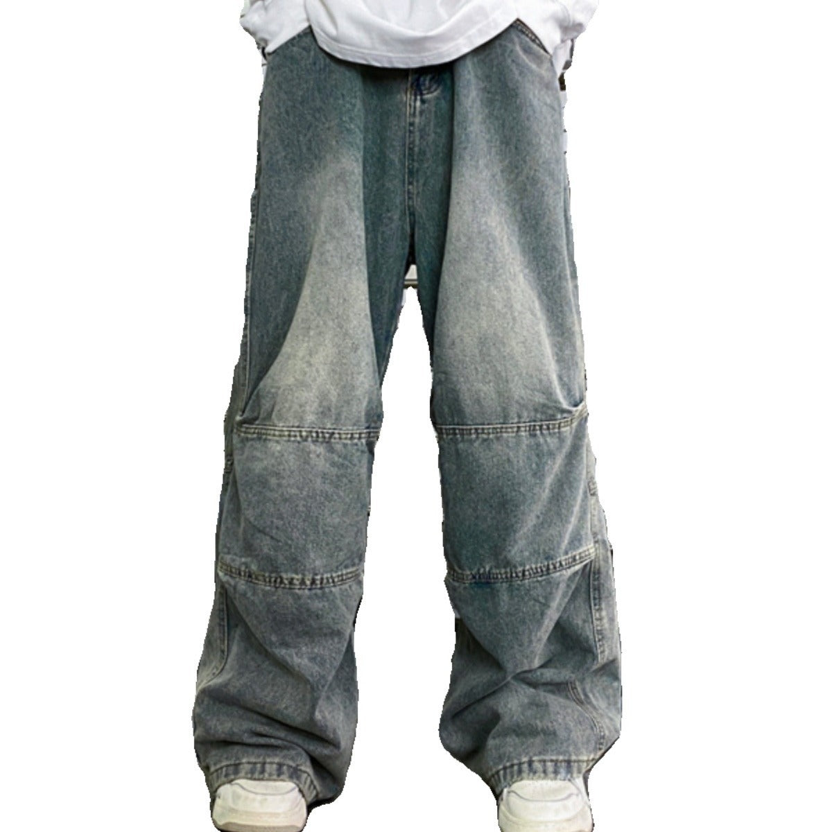 Distressed Pants Heavy Drape Loose-fitting Wide-leg Trousers
