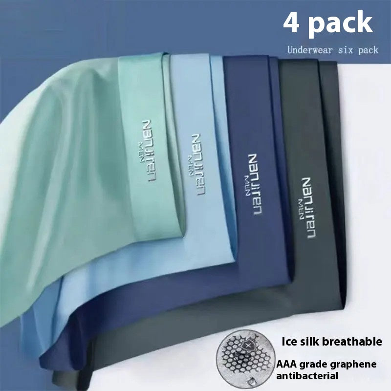 Summer Ice Silk Underwear Men's Graphene Crotch Breathable