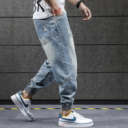 Men's Korean Style Cropped Trousers  Trendy Casual Loose Harem Pants