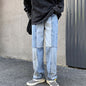Men's stitching wide-leg jeans