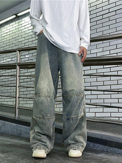 Distressed Pants Heavy Drape Loose-fitting Wide-leg Trousers