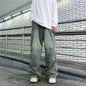 Distressed Pants Heavy Drape Loose-fitting Wide-leg Trousers