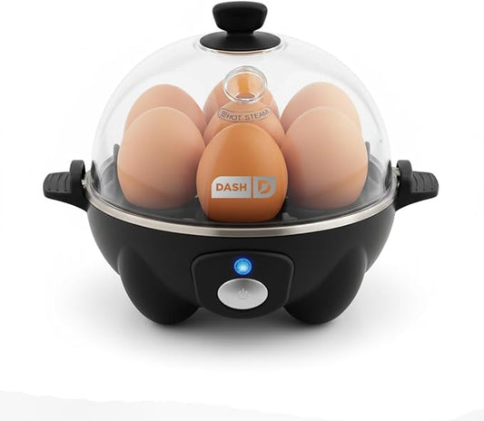 Dash Rapid Egg Cooker - Boiler, Poacher & Steamer - Includes Measuring & Recipe Guide - Dishwasher Safe - BPA Free - Holds 7 Eggs, Black