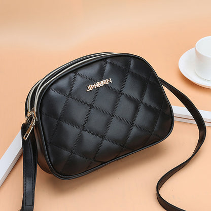 Simple Texture Fashion Rhombus Embroidery Thread Shoulder Bag