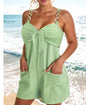 Women's Clothing Elegant Solid Color Metal Strap Pocket Short Casual Jumpsuit